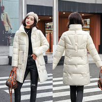 Cotton-padded clothes women long Korean loose bread fashion glossy cotton padded jacket women winter 2021 new cotton padded