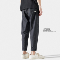 Summer Tide Cards 90% Pants Men Thin loose straight drum set pants 100 hitch a little foot casual pants Guys trendy