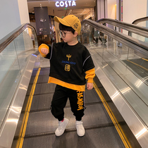 Childrens clothing boys spring and autumn clothing set 2021 new foreign style childrens spring and autumn early autumn clothes Net red tide cool