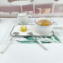 Breakfast plate one person food luxury set combination Japanese Bowl plate Nordic creative fat reduction plate ins Wind ceramic meal