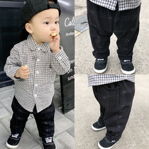 Baby Boy Clothing Boys Baby Spring Spring Clothing Casual Pants Children Baby Spring Plaid Pants 1 A 2-3 Year Old Boy Long Pants