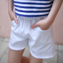 Girls white shorts childrens clothing summer new female children Korean version of burrs fashion hot pants thin casual pants tide