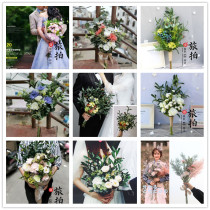 2021 new wedding photography props hand bouquet travel shooting film location bride forest long pole hand bouquet