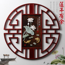 New Chinese solid wood jade carving decorative painting Living room sofa background wall decoration entrance entrance corridor end pendant painting