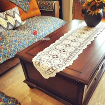 Fresh water lotus American country retro table table flag Hand Hollow woven TV cabinet cotton coffee table dust cloth