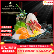 Acrylic sashimi salmon lobster plate ice plate fish sashimi platter Japanese and Korean cuisine buffet sushi plate seafood ice plate