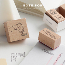 14 line drawing seal hand account life stationery small object illustration salt line wooden seal set sketch Wood