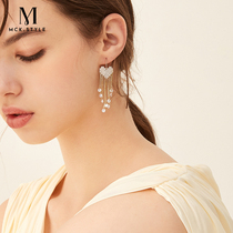 French tassel earrings 2021 new fashion high-end sense of womens long temperament drop earrings niche design tassel earrings