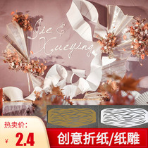  Red bean wedding props origami creative paper carving white corrugated cardboard background decoration red streamers wedding decoration