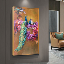 Hand-painted oil painting porch painting Peacock Nordic American mural corridor aisle hanging painting Villa living room decoration painting large