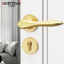 Wooden door lock Magnetic mute split golden brushed door lock Indoor bedroom household universal door handle lock
