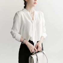 French retro port flavor white chiffon shirt womens 2020 spring and summer new design sense niche wild wear clothes