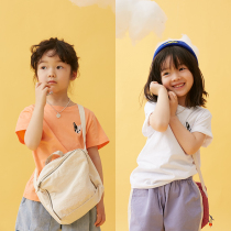 Pear small leisure childrens clothing 2021 summer new girl kitten embroidery pattern short sleeve T-shirt 2 color