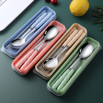 Student table chopsticks office cute carry portable chopsticks spoon set stainless steel storage box take-out chopsticks box