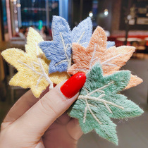 Cute candy color plush leaves hair clip Liu Haiclip BB clip Autumn winter online red maiden card Korea hairpin hairpin