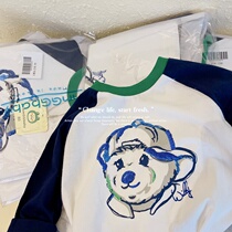 Childrens pure cotton long sleeve T-shirt 2022 spring New products cartoon bottom blouses male and female loose Korean version Little Bear T