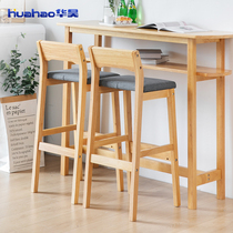 Solid wood bar chair modern simple high foot stool backrest bar high chair home front chair bar stool
