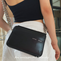 KARA bag coarse chain large pocket metal postman bag single shoulder bag genuine leather square bag inclined satchel wave