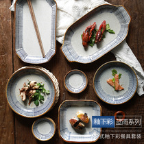 Creative Day Style Retro Hand-painted Ceramic Fish Dish Cutlery Hotel Restaurant Home Dish Plate Fruit Pan Square Disc