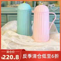 Danish retro style sweet glass liner heat preservation pot hot water bottle 1L