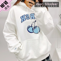 Spot Korean KIRSH Cherry Patch hoodie sweater wool coil long sleeve 21 spring without Velvet