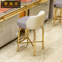 Stainless steel jewelry store stool Eyeglass store backrest front desk chair stool Jewelry chair counter chair high stool