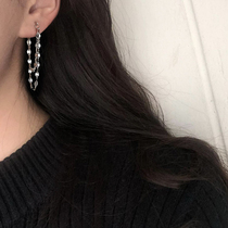 New product Boring No Drill with drill through body 925 pure silver long style Flow Suearrings Brief Korean version 100 hitch Pendant Women