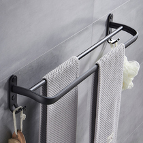 Space aluminum towel rack non-perforated toilet bathroom toilet wall-mounted double-pole towel bar light luxury wind single pole