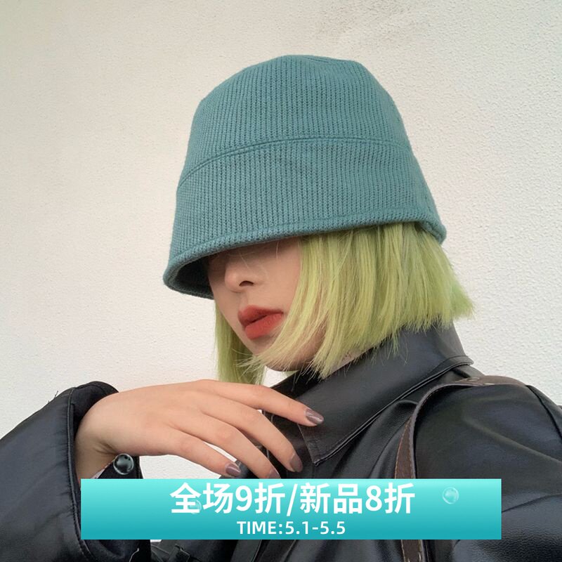 Autumn and winter basin hat niche Korean version of the tide bucket cover face fisherman hat Female Japanese warm wild wool hat show face small