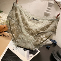 Incognito vintage court lace panties Female sense of the waist transparent perspective temptation pure cotton crotch underpants summer new products