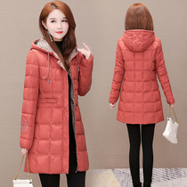 Long cotton coat womens coat 2019 new hooded thin down cotton jacket thick temperament warm winter cotton jacket