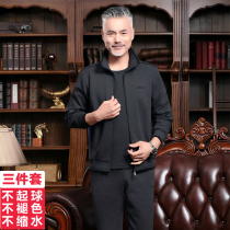 Spring Autumn Season Middle Aged Sports Suit Mens Three Sets Big Code Middle-aged Casual Sports Wear and Dad Costume Running Fitness