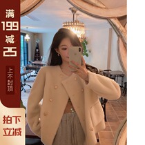 XUELI Sydney womens small fragrant lamb hair double breasted coat womens autumn and winter warm wool plush jacket