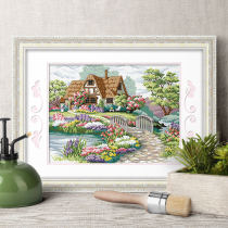 ks girly house small landscape painting 2022 new thread embroidery living room entrance small cross stitch own hand embroidery