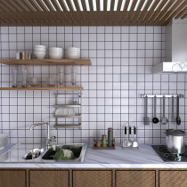 Black and white plaid protective wall panel kitchen imitation tile high light bamboo and wood fiber buckle plate tooling splicing waterproof integrated wall panel