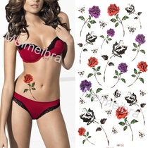 Waterproof tattoo sticker colorful flower and grass HM160 rose (can stick with wrist ankle etc.) small picture