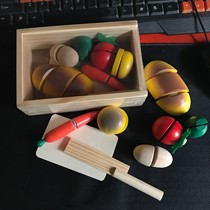 Wooden cut fruit toys childrens educational intelligence kindergarten toys small wooden box fruit bread cut to see