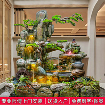 Big rockery water fountain living room balcony Fish Tank landscaping indoor circulating water to make money landing waterwheel ornaments