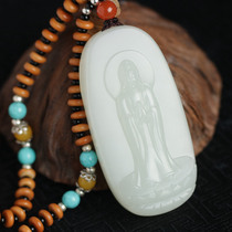 (Eloped Bali) Guanyin Tibetan Fidelity Xinjiang Hetian Jade seed material drop oily foot send Certificate 1