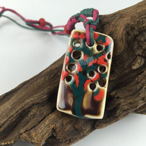 Pachesilana folk style ceramic glaze colorful necklace necklace pendant plant flower