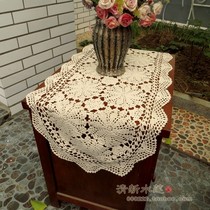 Fresh water lotus handmade crochet crochet cotton thread hollowed out European tablecloth mat five drawers closet bedside table cover cloth towel