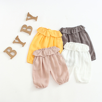 Girls pants summer thin 1-3 years old 2 cotton linen 2021 New Baby summer mosquito pants women baby Capri pants