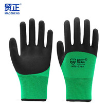 Dipped wrinkle labor protection gloves hanging semi-hanging non-slip wear-resistant rubber gloves industrial site gloves MZS-G389