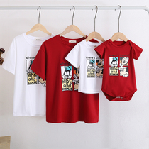 Parent-child clothing a family of three babies 2021 new fashion summer clothing four family portraits newborn bag fart clothes mother and child clothing