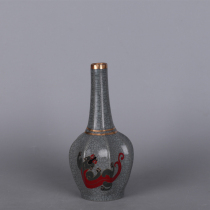 Northern Song Dynasty Ru kiln painted dragon figure gold bottle antique porcelain play Dong small ornaments old Collection