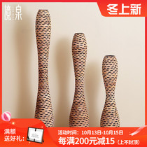 Jing spring floor-to-ground wooden vase Chinese large flower ornaments hotel decoration living room TV cabinet flower arrangement