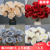 Wedding simulation flower dynamic peony orange autumn silk flower wedding flower arrangement props ornaments decoration fake flower road guide Flower