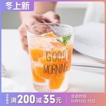 Net red INS lights glass cup heat-resistant water Cup household breakfast cup with handle milk cup juice drink cup