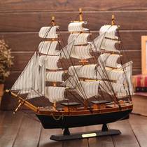 A sailing sailing piece of craft simulation of real wooden wooden wooden boat model office decoration small setting gift