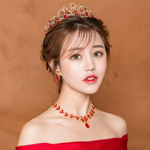 Bridal headdress Wedding crown Red wedding dress Super fairy hair ornaments Three-piece suit toast suit Atmospheric accessories